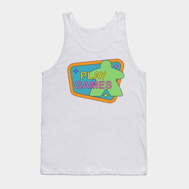 90s Colorful Retro Board Game Meeple Tank Top by Beam Geeks